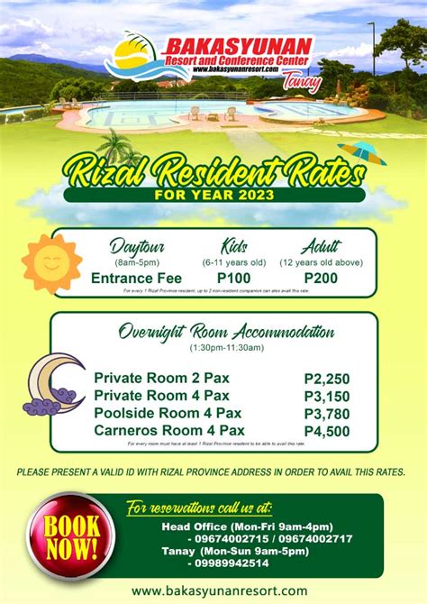 bakasyunan resort tanay rizal rates.
